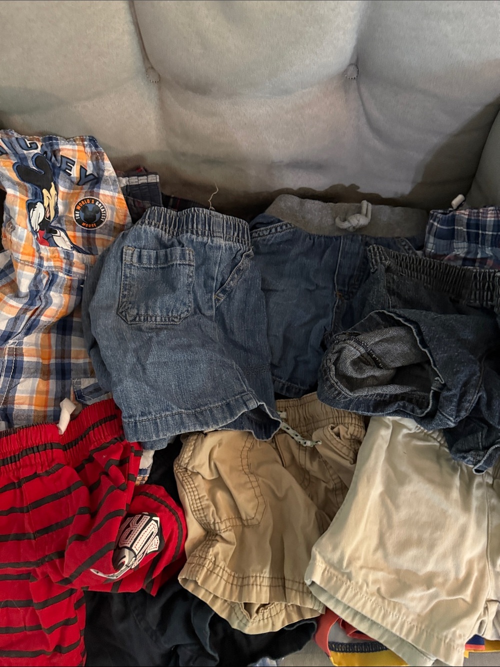 Lot 20 18-24 mons boys shorts plaid sweatshorts khakis and Disney